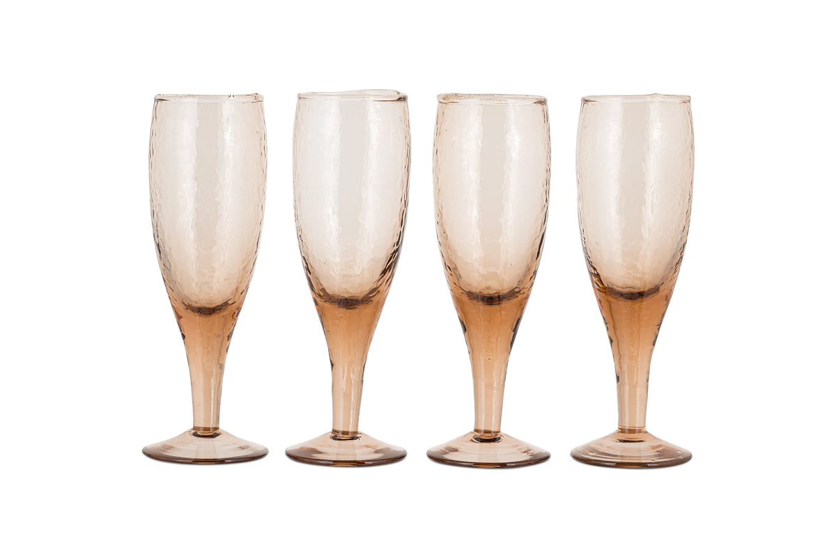 Yala Hammered Champagne Glass - Dusty Terracotta (Set of 4)-nkuku