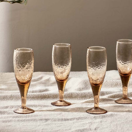 Yala Hammered Champagne Glass - Dusty Terracotta (Set of 4)-nkuku