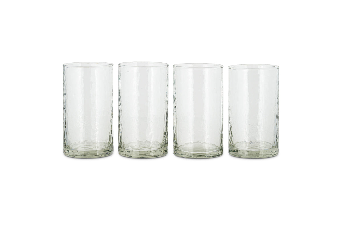 Yala Hammered Highball - Clear (Set of 4)-nkuku