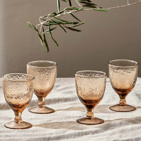 Yala Hammered Wine Glass - Dusty Terracotta (Set of 4)-nkuku