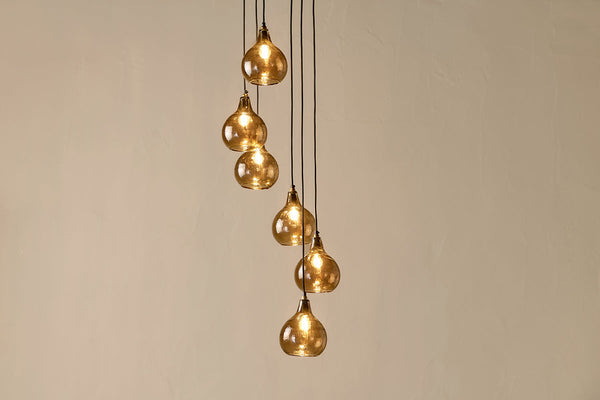 Ziva Statement Recycled Glass Cluster Pendant - Light Smoke Brown