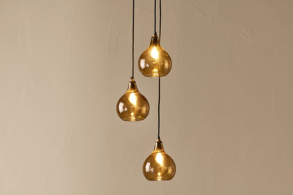 Ziva Recycled Glass Cluster Pendant -  Light Smoke Brown