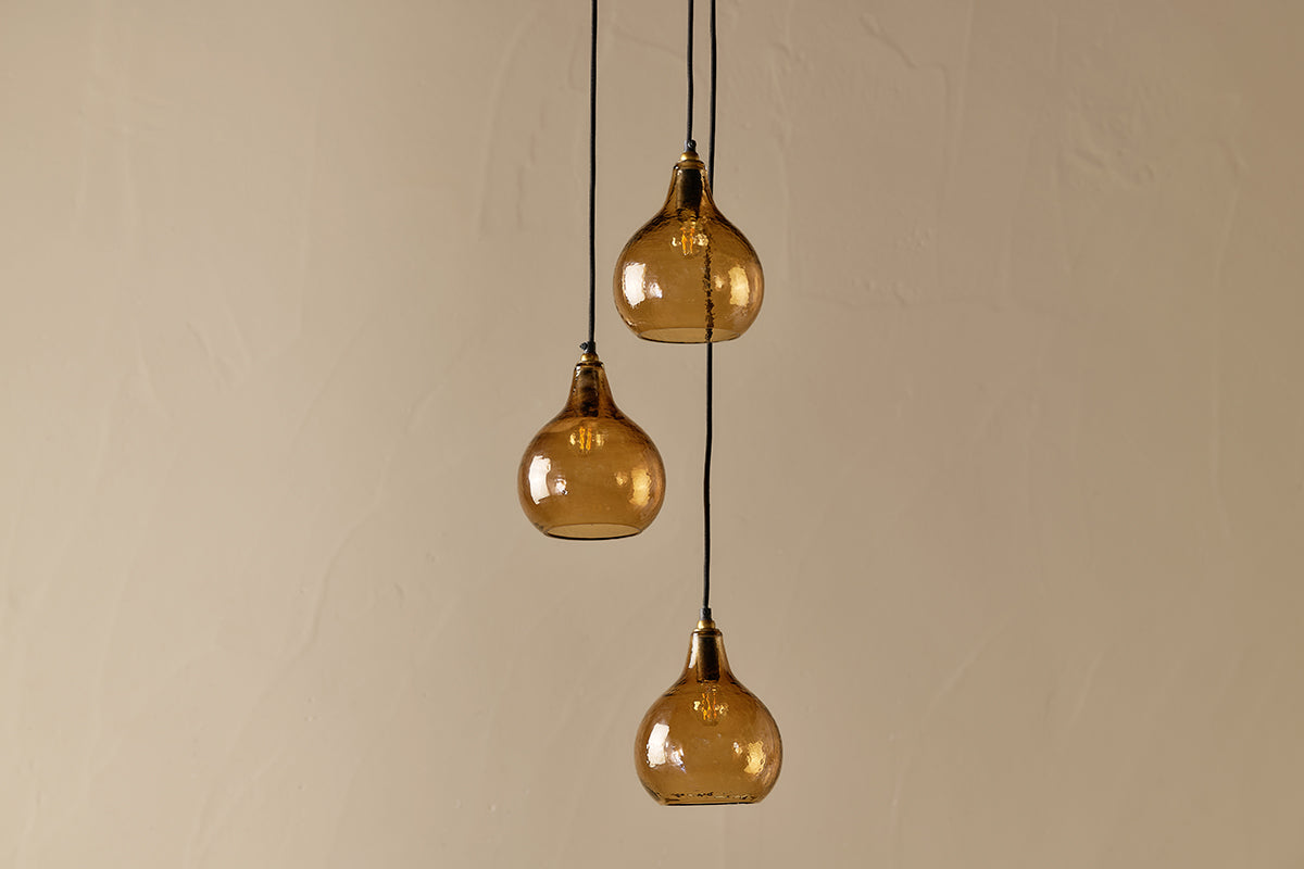 Ziva Recycled Glass Cluster Pendant - Light Smoke Brown-nkuku