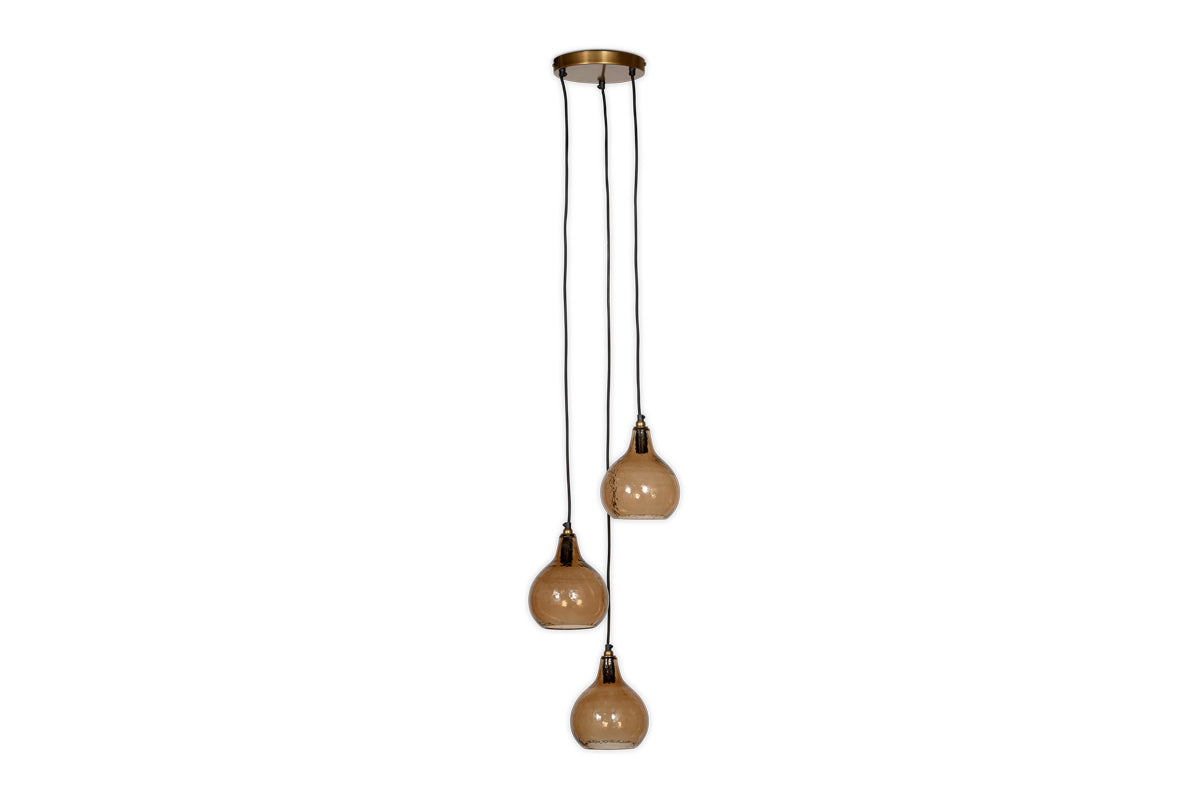 Ziva Recycled Glass Cluster Pendant - Light Smoke Brown-nkuku