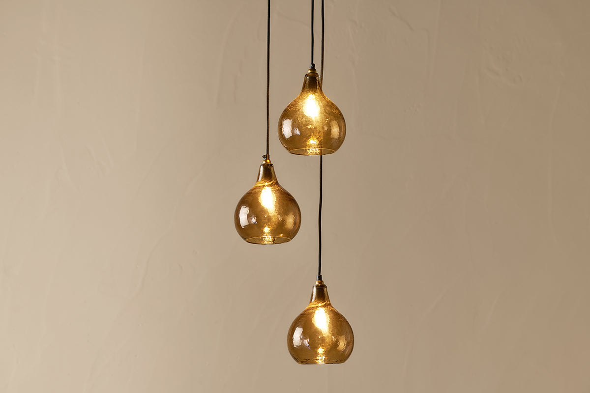 Ziva Recycled Glass Cluster Pendant - Light Smoke Brown-nkuku