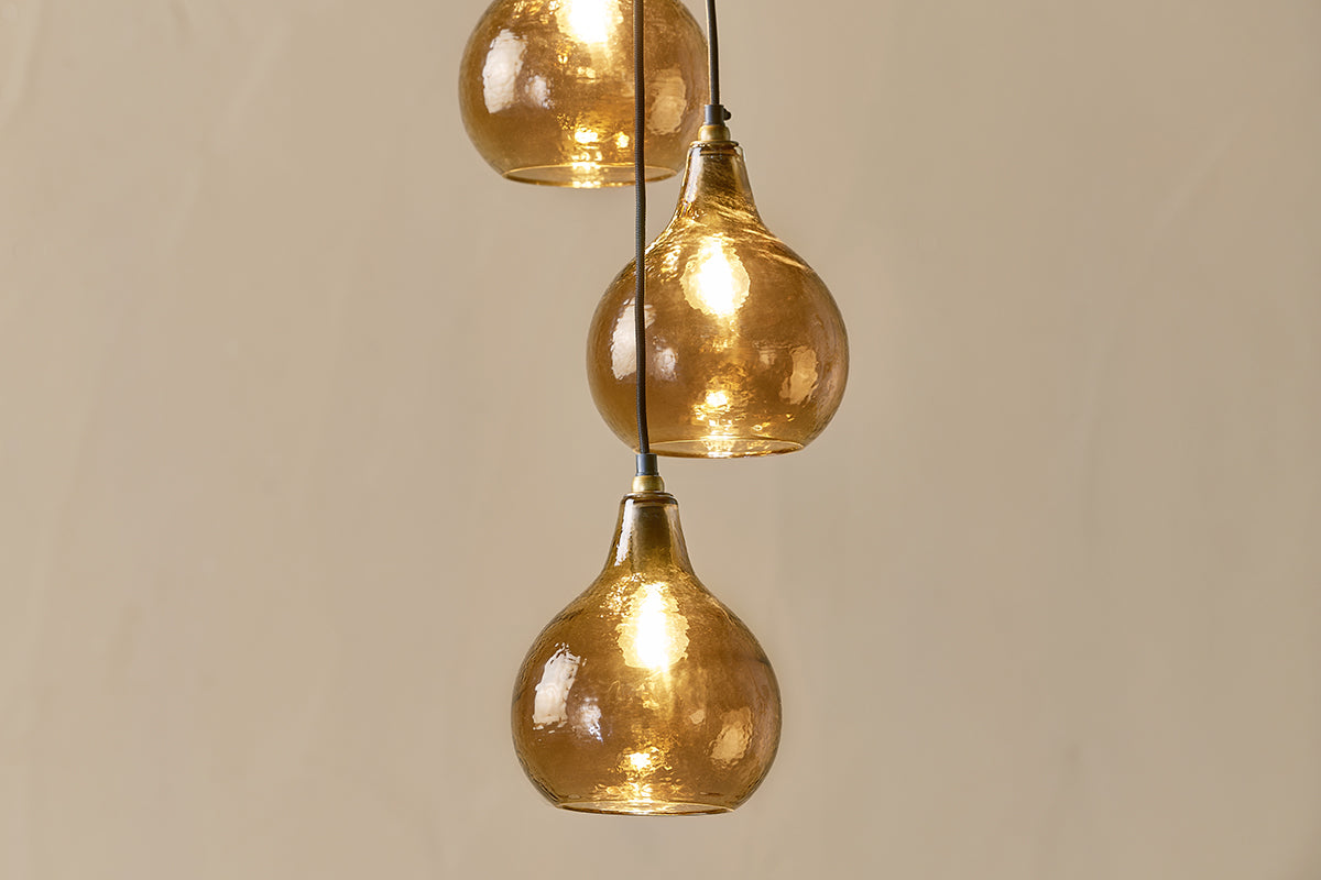 Ziva Statement Recycled Glass Cluster Pendant - Light Smoke Brown-nkuku