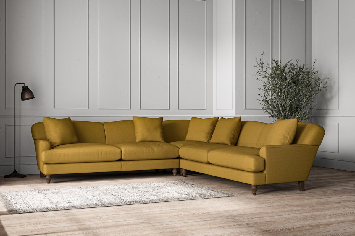 Nkuku MAKE TO ORDER Deni Grand Corner Sofa - Recycled Cotton Ochre