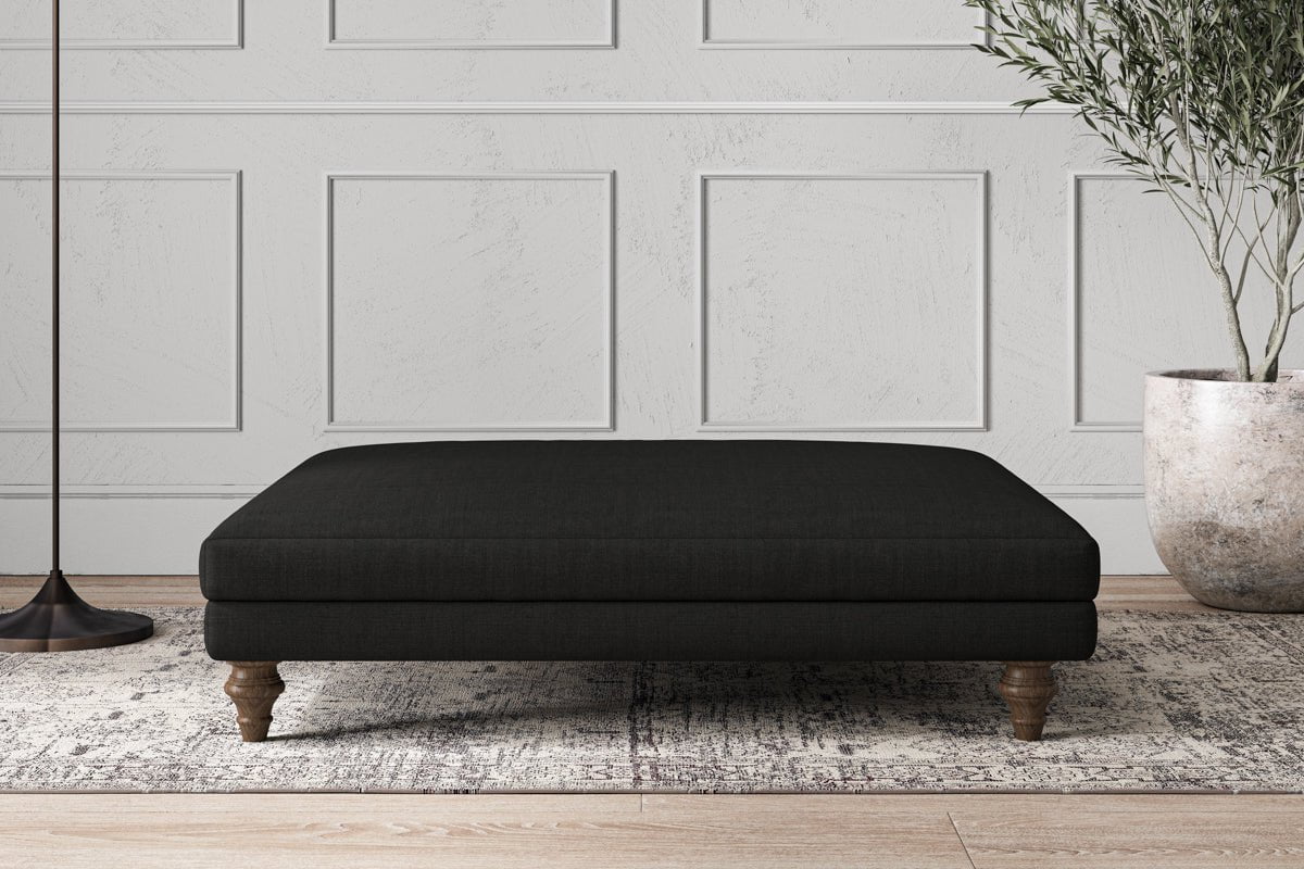 Nkuku MAKE TO ORDER Deni Grand Footstool - Brera Linen Charcoal