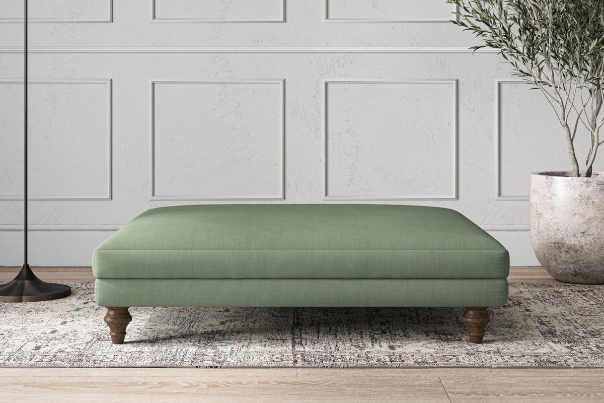 Nkuku MAKE TO ORDER Deni Grand Footstool - Brera Linen Jade