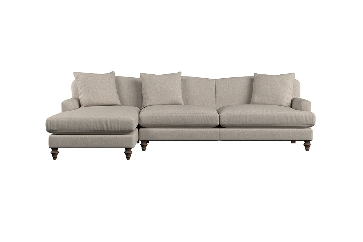 Nkuku MAKE TO ORDER Deni Grand Left Hand Chaise Sofa - Brera Linen Espresso