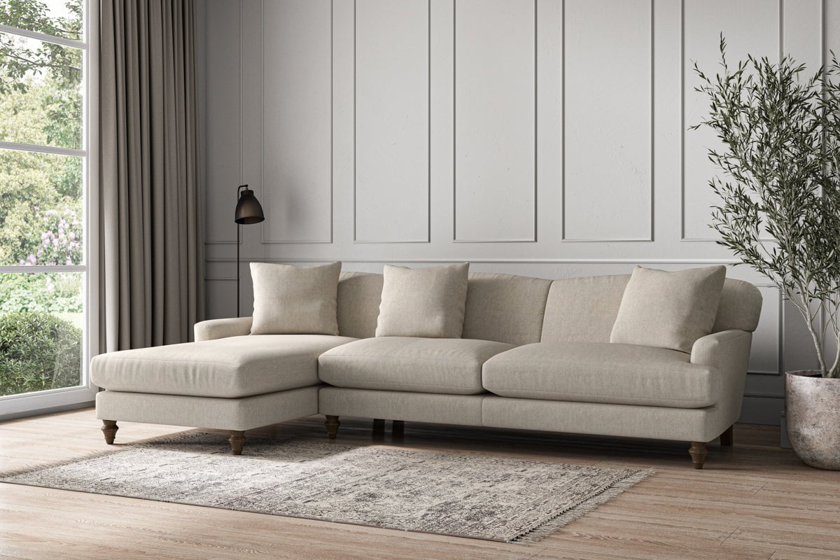 Nkuku MAKE TO ORDER Deni Grand Left Hand Chaise Sofa - Brera Linen Natural