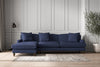 Nkuku MAKE TO ORDER Deni Grand Left Hand Chaise Sofa - Recycled Cotton Navy