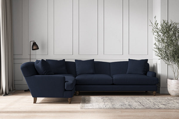 Nkuku MAKE TO ORDER Deni Grand Left Hand Corner Sofa - Brera Linen Indigo