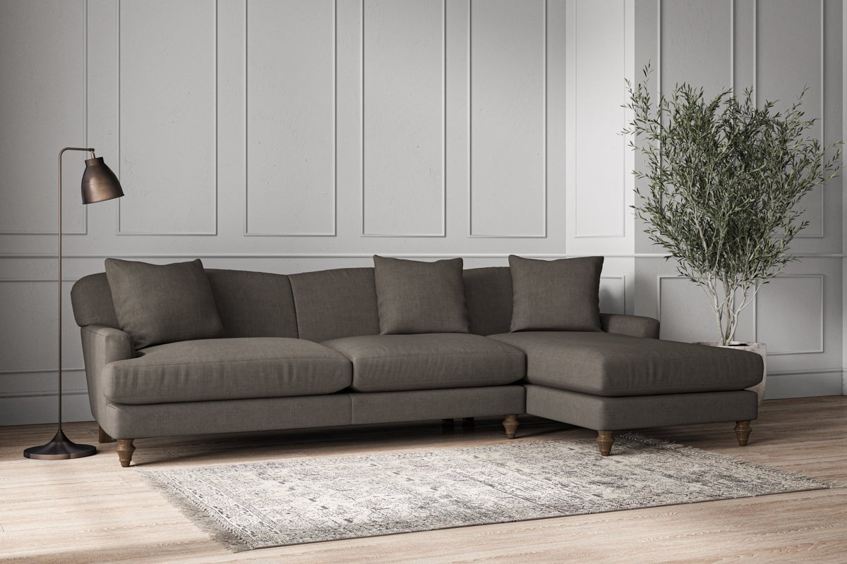 Nkuku MAKE TO ORDER Deni Grand Right Hand Chaise Sofa - Brera Linen Granite