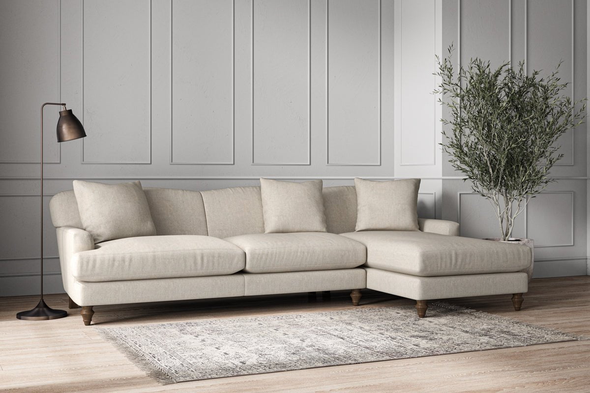 Nkuku MAKE TO ORDER Deni Grand Right Hand Chaise Sofa - Brera Linen Natural