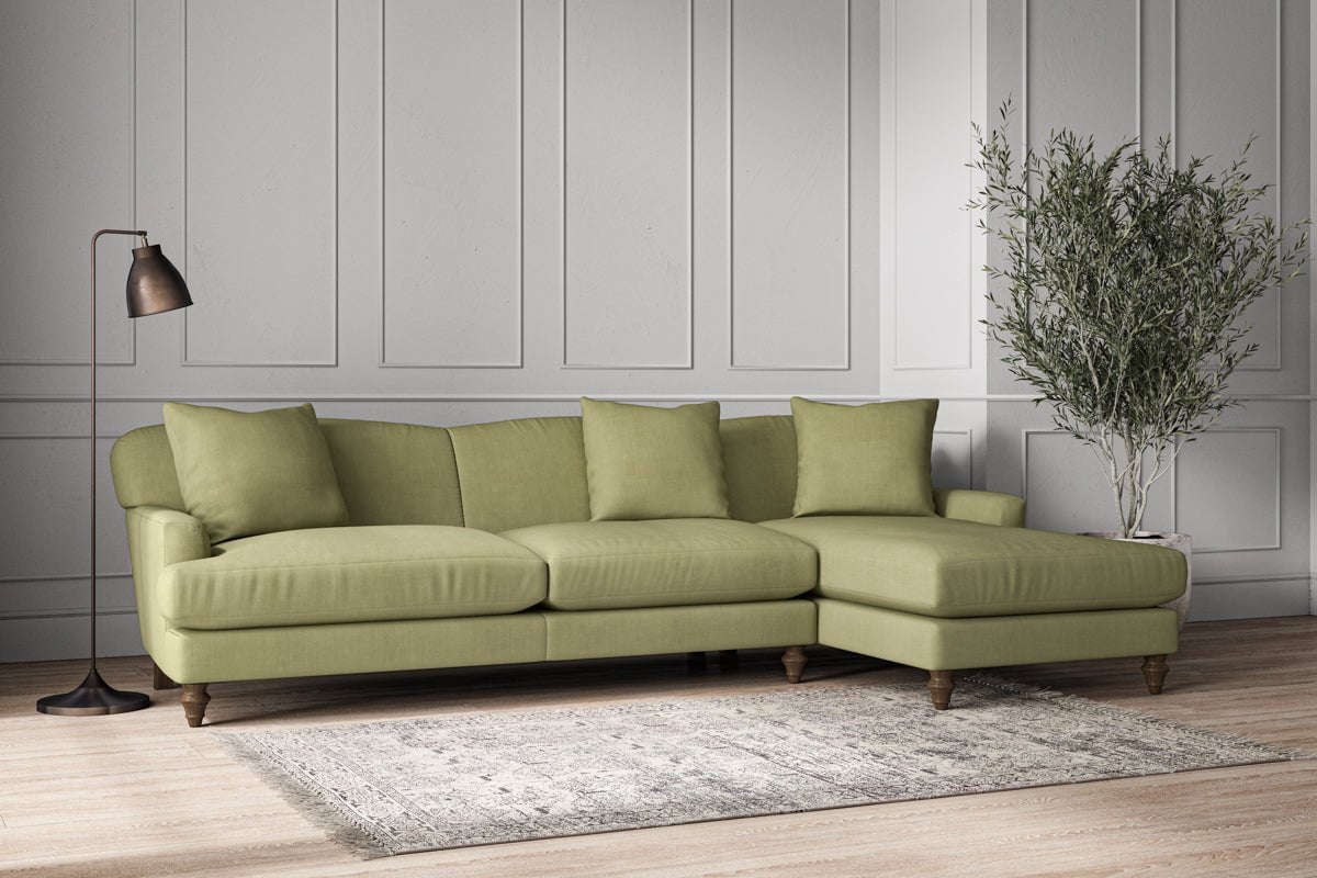 Nkuku MAKE TO ORDER Deni Grand Right Hand Chaise Sofa - Brera Linen Sage