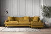 Nkuku MAKE TO ORDER Deni Grand Right Hand Chaise Sofa - Recycled Cotton Ochre