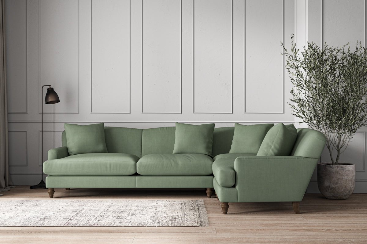 Nkuku MAKE TO ORDER Deni Grand Right Hand Corner Sofa - Brera Linen Jade