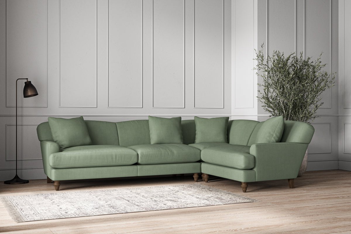 Nkuku MAKE TO ORDER Deni Grand Right Hand Corner Sofa - Brera Linen Jade