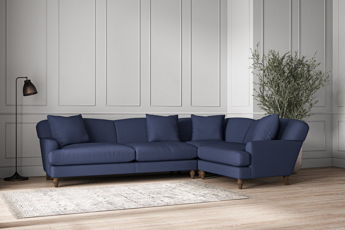 Nkuku MAKE TO ORDER Deni Grand Right Hand Corner Sofa - Recycled Cotton Navy