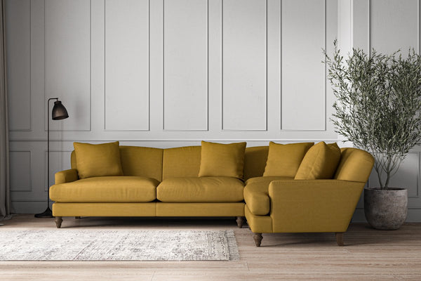 Nkuku MAKE TO ORDER Deni Grand Right Hand Corner Sofa - Recycled Cotton Ochre