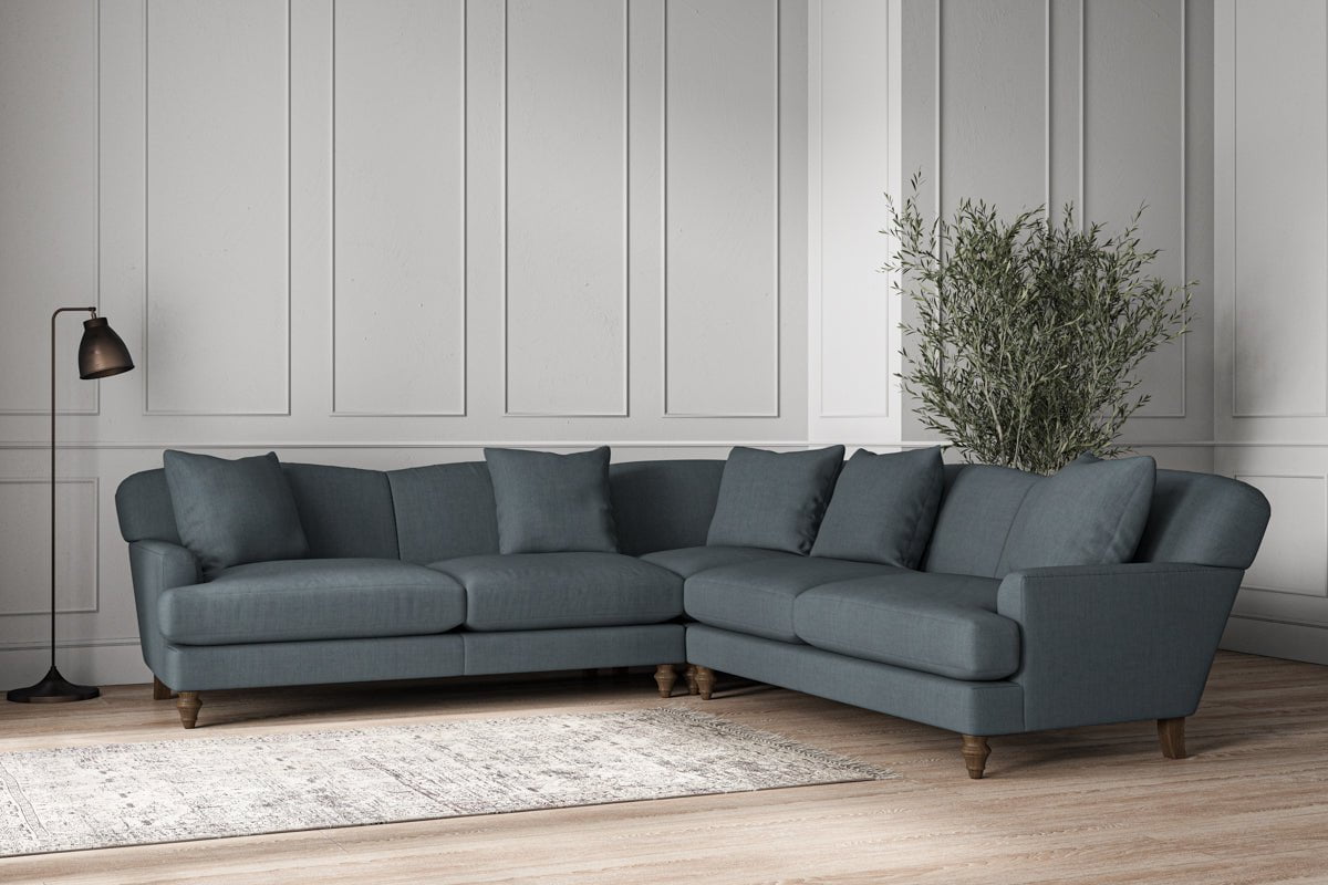 Nkuku MAKE TO ORDER Deni Large Corner Sofa - Brera Linen Dusk