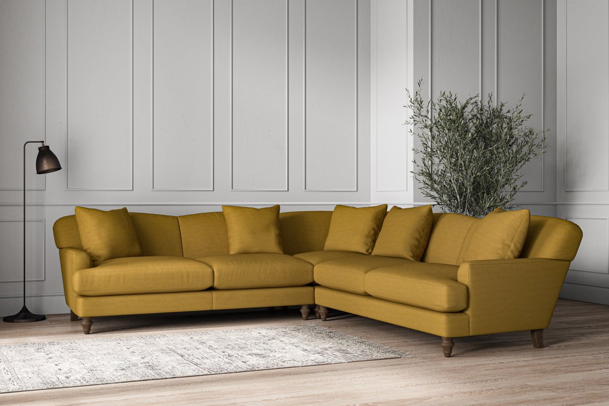 Nkuku MAKE TO ORDER Deni Large Corner Sofa - Recycled Cotton Ochre