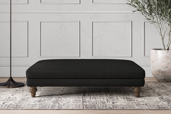 Nkuku MAKE TO ORDER Deni Large Footstool - Brera Linen Charcoal