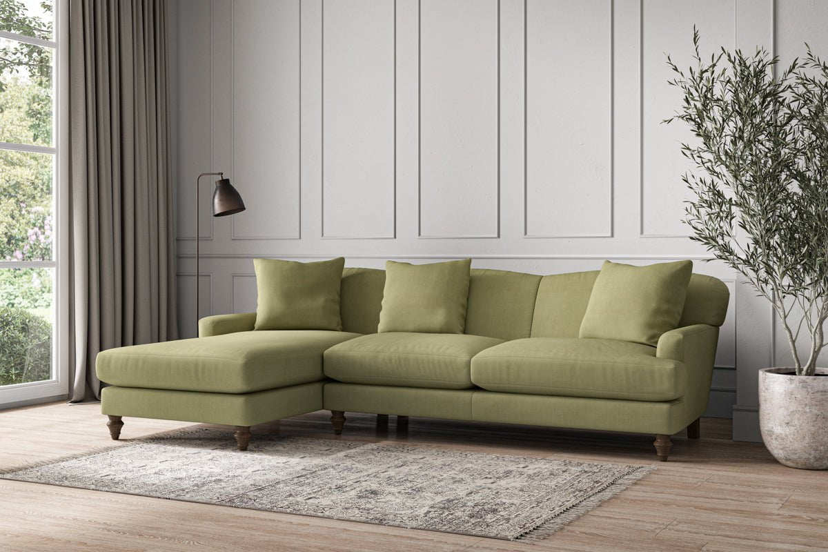 Nkuku MAKE TO ORDER Deni Large Left Hand Chaise Sofa - Brera Linen Sage