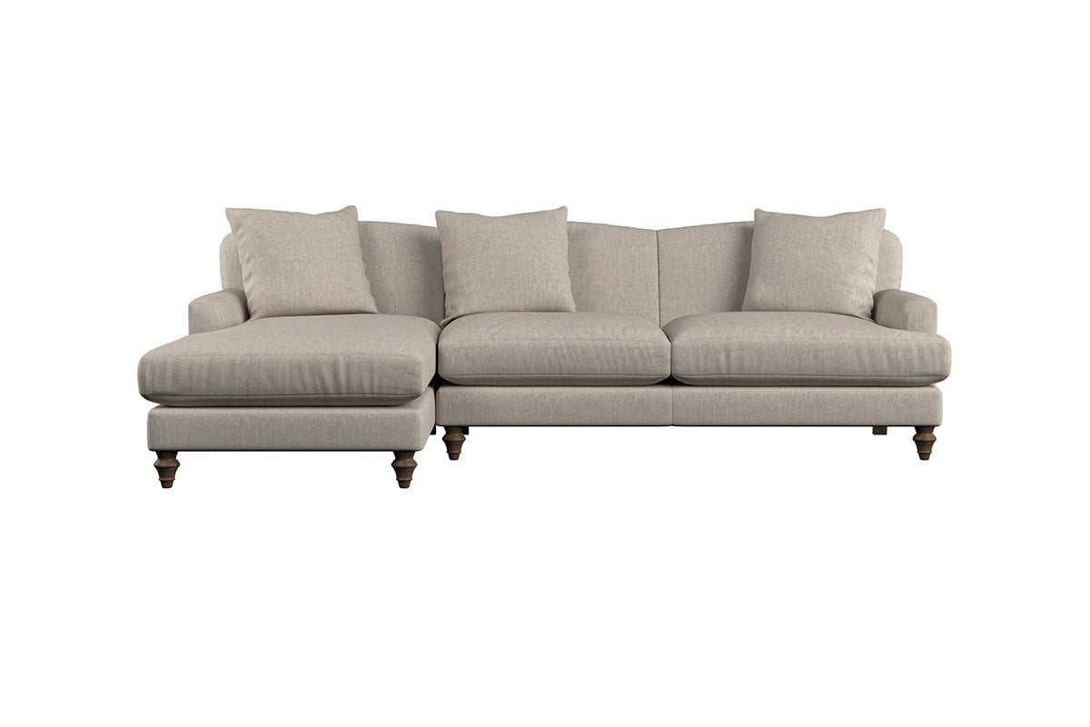 Nkuku MAKE TO ORDER Deni Large Left Hand Chaise Sofa - Brera Linen Smoke