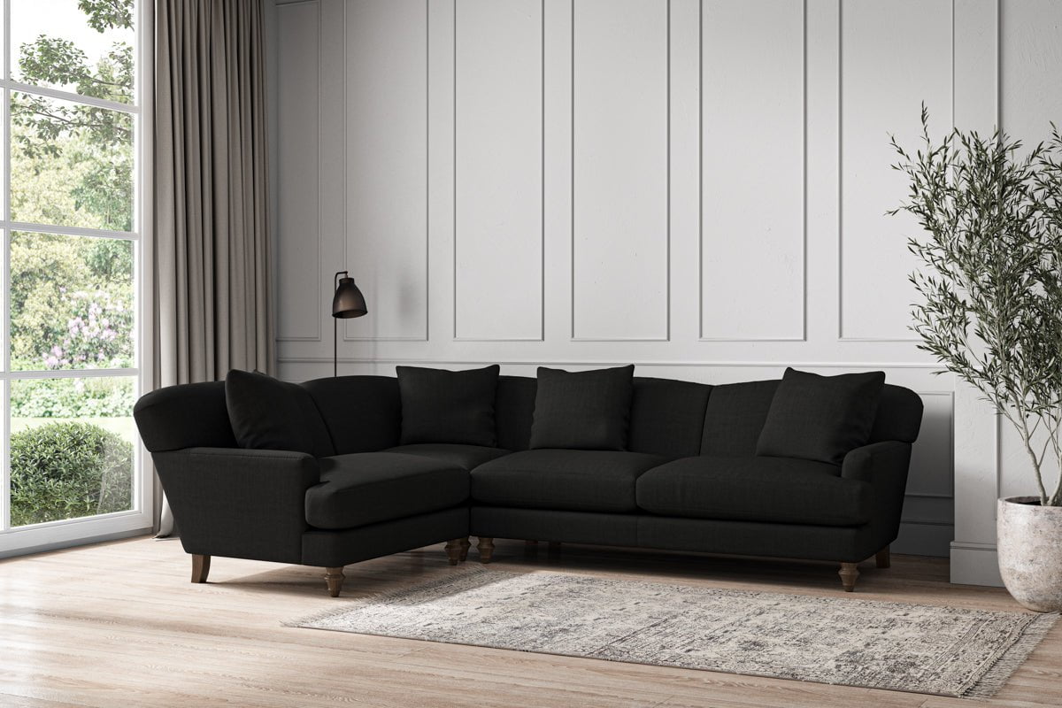 Nkuku MAKE TO ORDER Deni Large Left Hand Corner Sofa - Brera Linen Charcoal