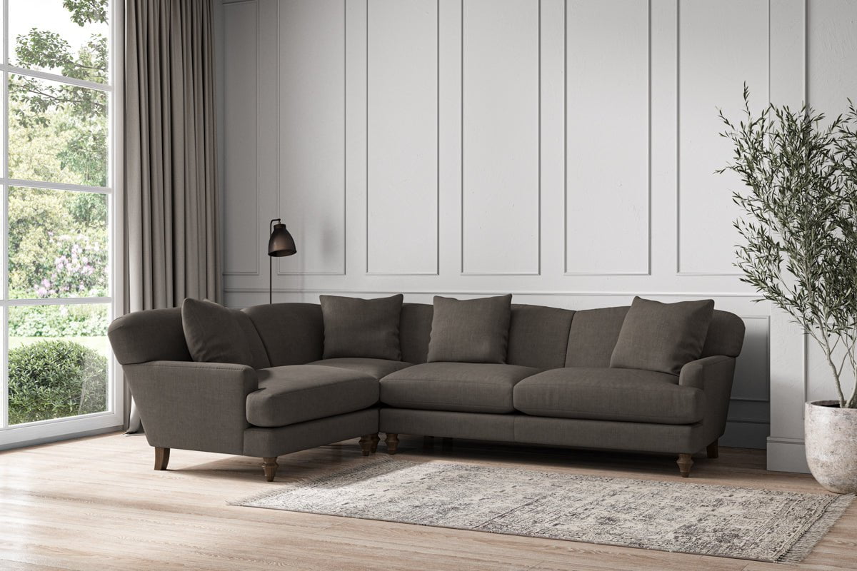 Nkuku MAKE TO ORDER Deni Large Left Hand Corner Sofa - Brera Linen Granite