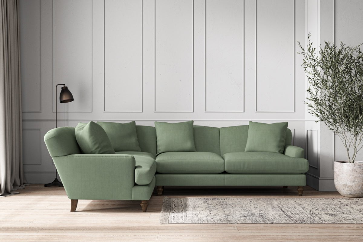 Nkuku MAKE TO ORDER Deni Large Left Hand Corner Sofa - Brera Linen Jade