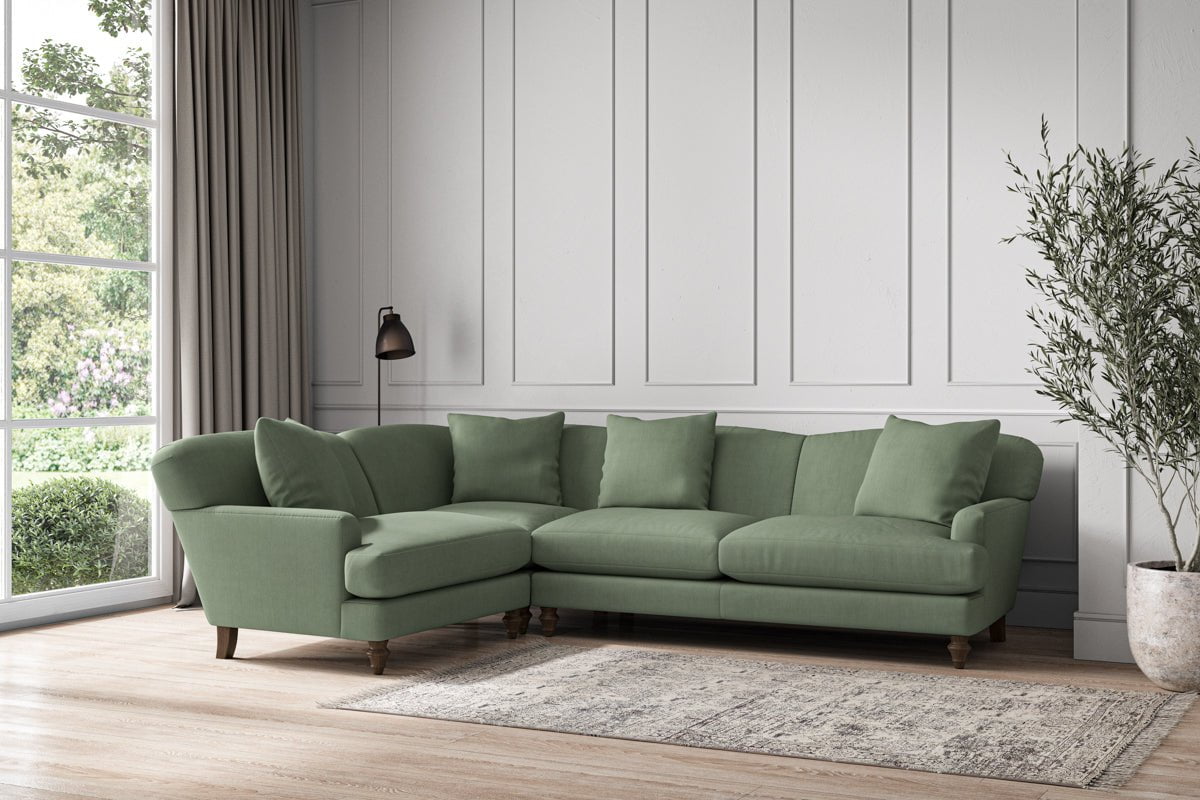 Nkuku MAKE TO ORDER Deni Large Left Hand Corner Sofa - Brera Linen Jade