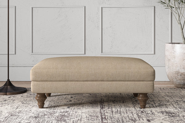 Nkuku MAKE TO ORDER Deni Medium Footstool - Brera Linen Pebble