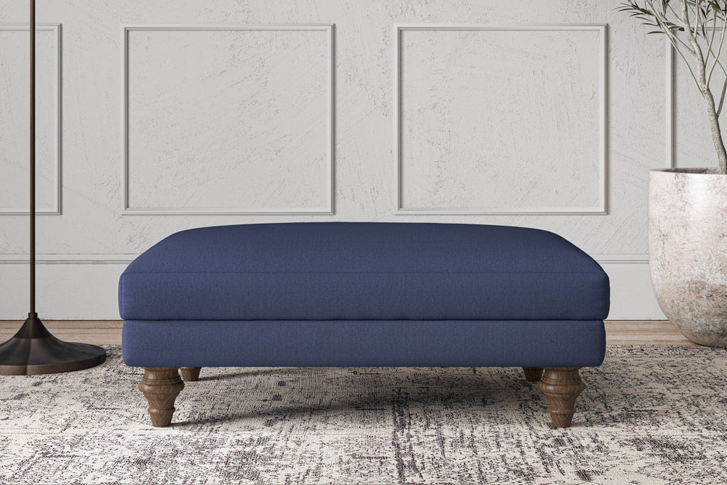 Nkuku MAKE TO ORDER Deni Medium Footstool - Recycled Cotton Navy