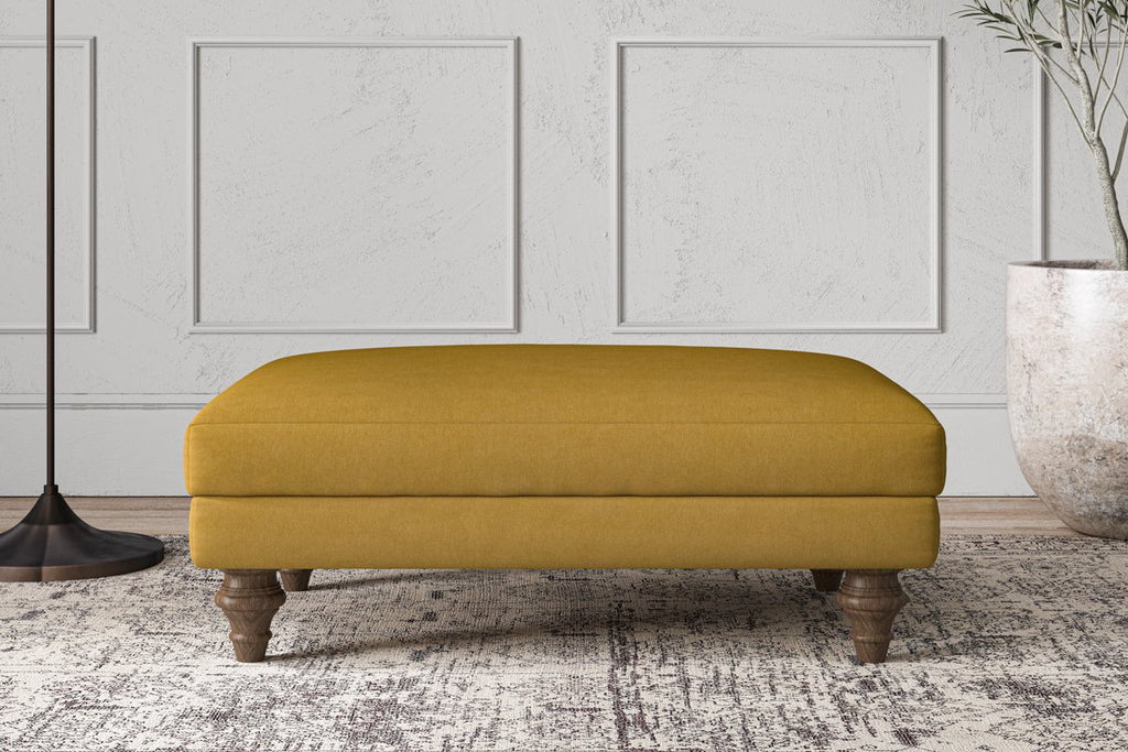 Nkuku MAKE TO ORDER Deni Medium Footstool - Recycled Cotton Ochre