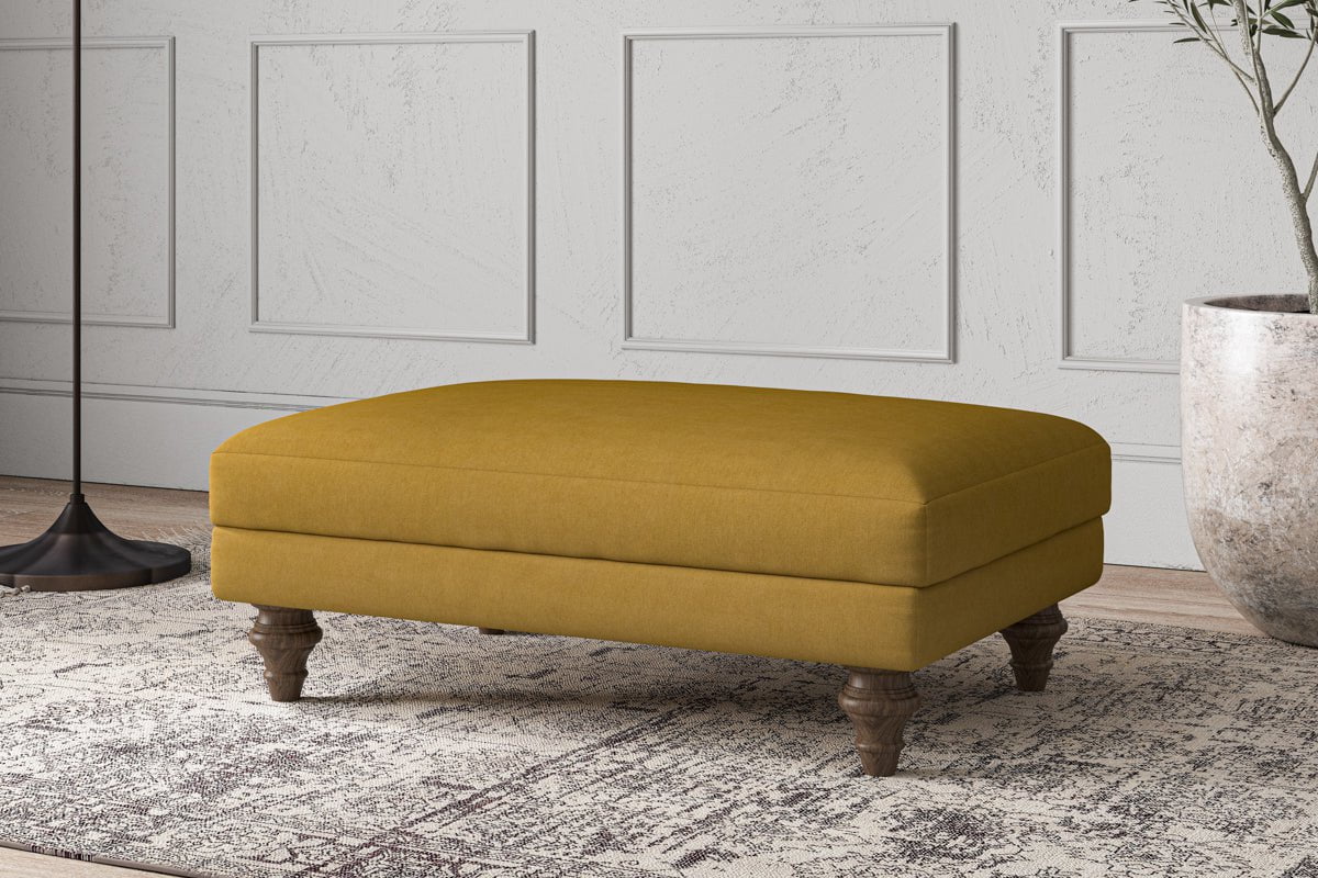 Nkuku MAKE TO ORDER Deni Medium Footstool - Recycled Cotton Ochre