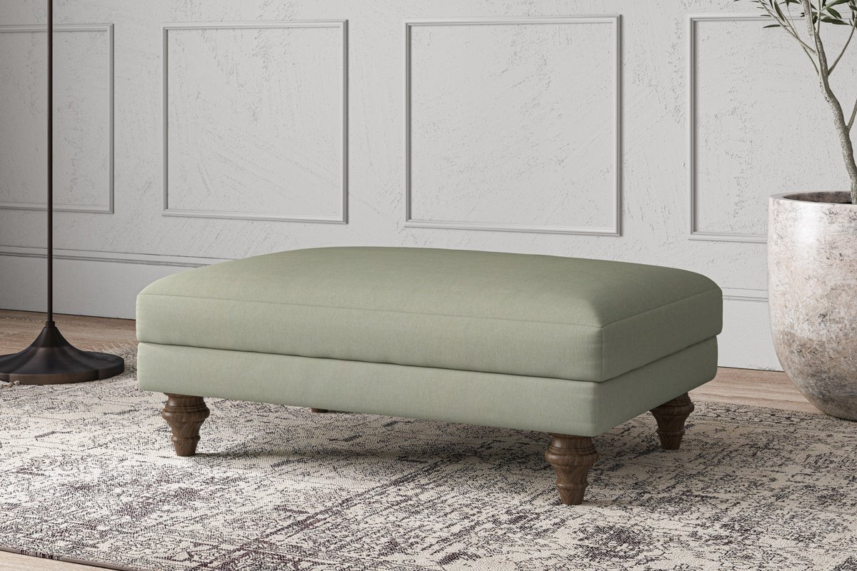 Nkuku MAKE TO ORDER Deni Medium Footstool - Recycled Cotton Seaspray