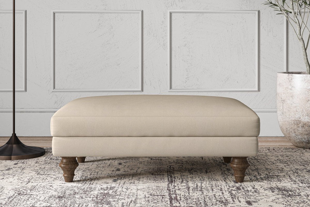 Nkuku MAKE TO ORDER Deni Medium Footstool - Recycled Cotton Stone