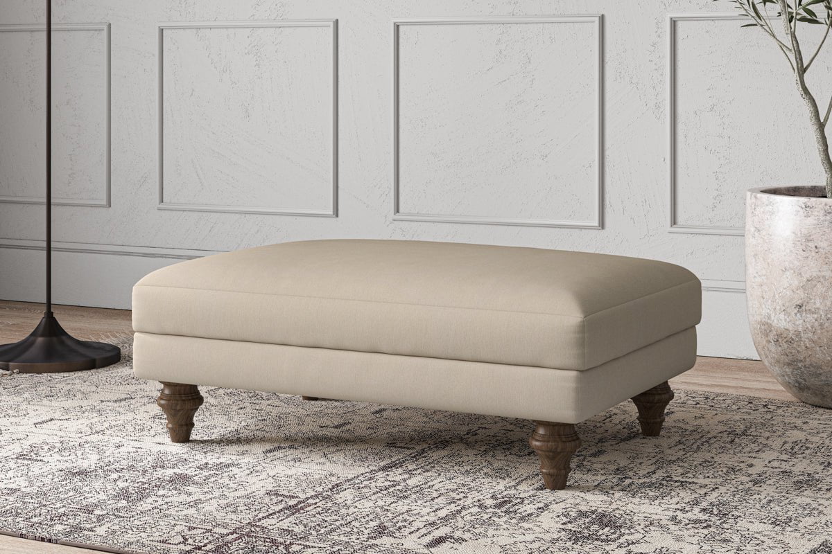 Nkuku MAKE TO ORDER Deni Medium Footstool - Recycled Cotton Stone