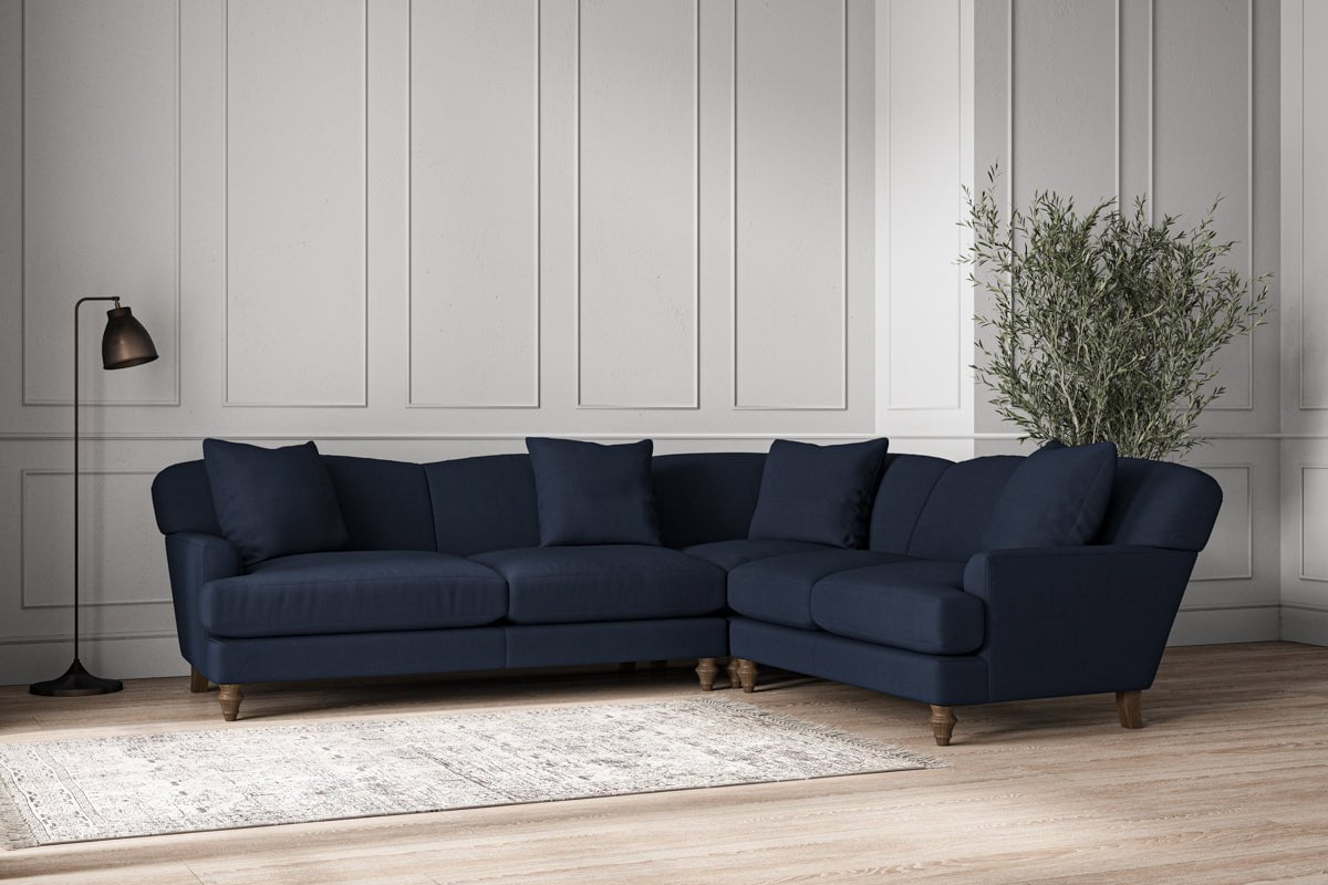 Nkuku MAKE TO ORDER Deni Super Grand Right Hand Corner Sofa - Brera Linen Indigo