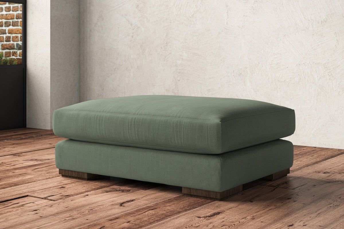 Nkuku MAKE TO ORDER Guddu Grand Footstool - Brera Linen Jade