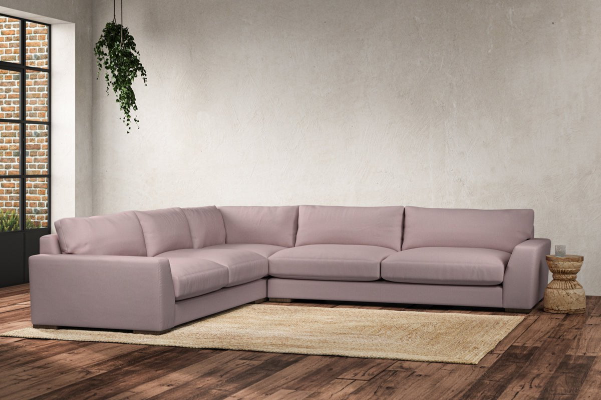 Nkuku MAKE TO ORDER Guddu Grand Left Hand Corner Sofa - Recycled Cotton Lavender