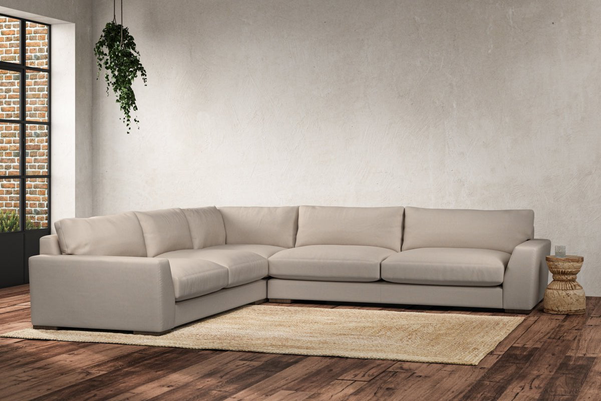 Nkuku MAKE TO ORDER Guddu Grand Left Hand Corner Sofa - Recycled Cotton Natural