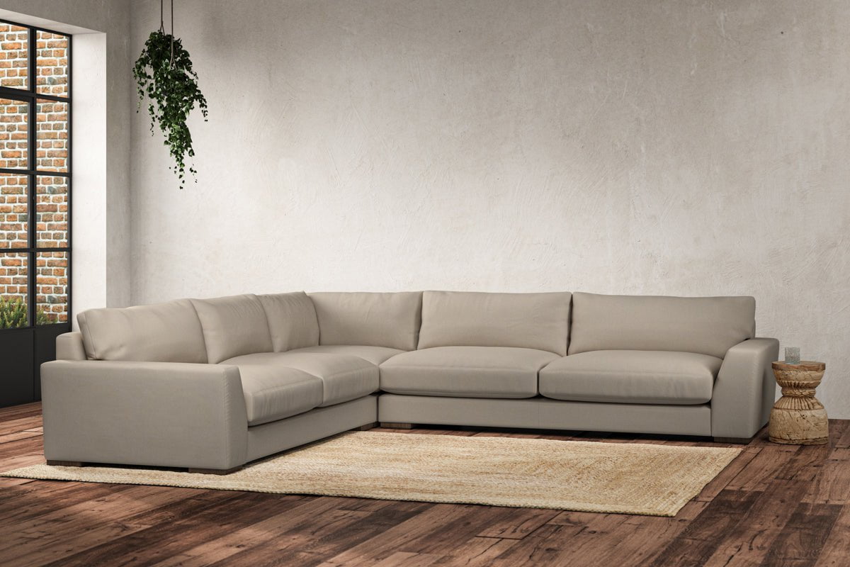 Nkuku MAKE TO ORDER Guddu Grand Left Hand Corner Sofa - Recycled Cotton Stone