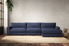 Nkuku MAKE TO ORDER Guddu Grand Right Hand Chaise Sofa - Recycled Cotton Navy