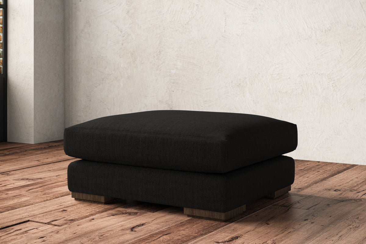 Nkuku MAKE TO ORDER Guddu Large Footstool - Brera Linen Charcoal