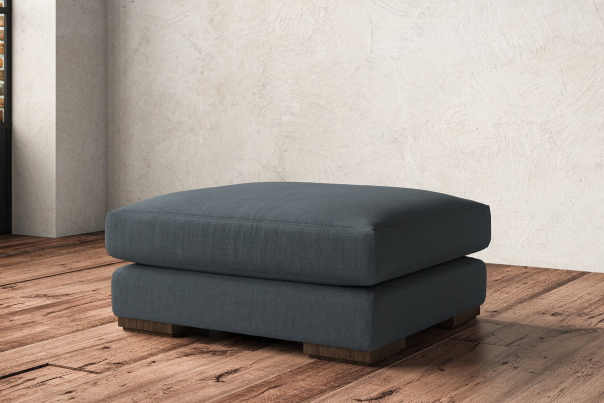 Nkuku MAKE TO ORDER Guddu Large Footstool - Brera Linen Dusk