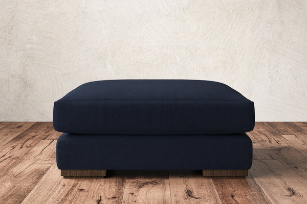 Nkuku MAKE TO ORDER Guddu Large Footstool - Brera Linen Indigo